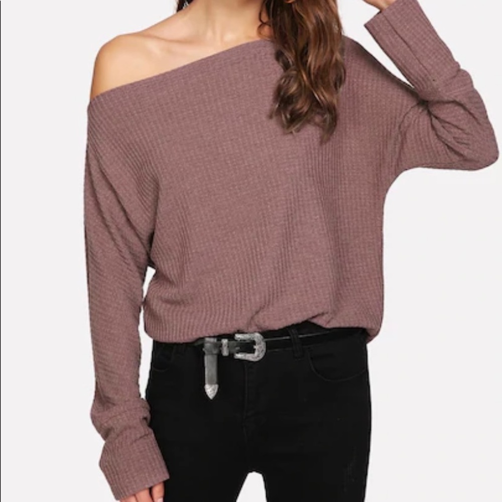 Off Shoulder Rust Oblique Dolman Tee